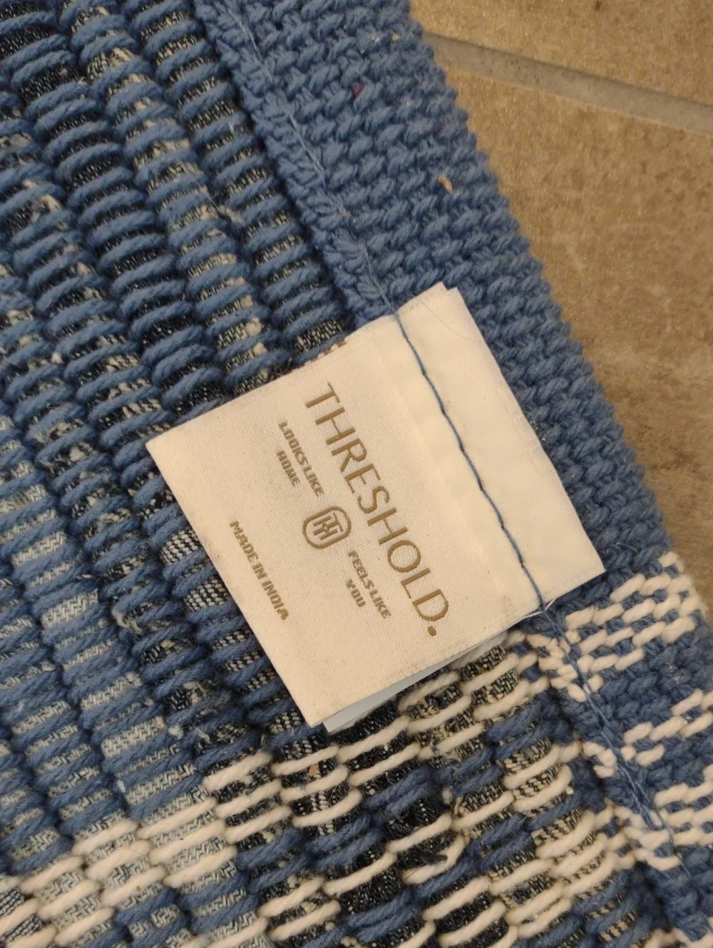 Rug 100% Cotton 20”x 30” Fiber Arts Style Blue Throw Rug New Target Threshold